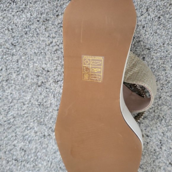 Cream Platform Sandals Metal Ankle Strap 7.5 M Cecelia NY Bailey - Picture 6 of 6